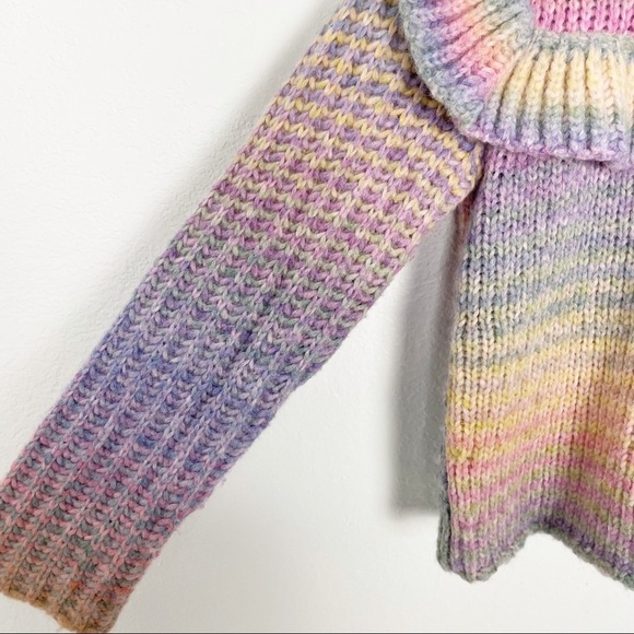 LoveShackFancy Yumi Ruffle Knit Pullover Sweater in Rainbow Pink Purple XS - Picture 5 of 8